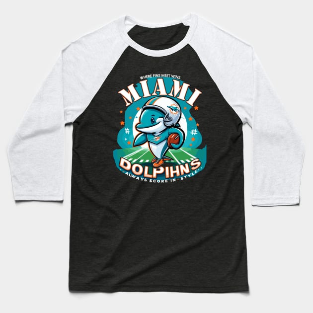 miami dolphins Baseball T-Shirt by AOAOCreation